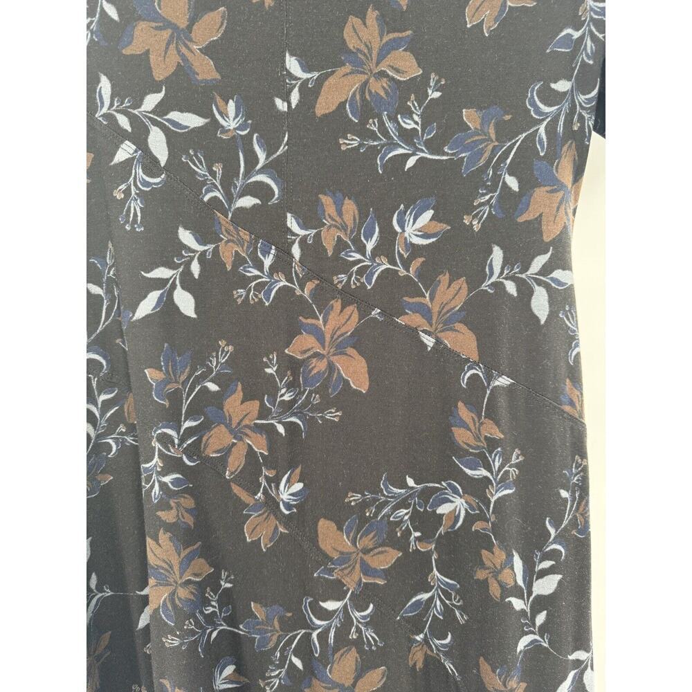 Free People Maxi Dress Black Side Slit Size M Short Sleeve Grunge Witchy Floral‌ - Picture 5 of 16